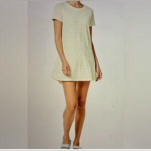 Addison Bay Belmont Yellow and White Stripes T-Shirt Dress